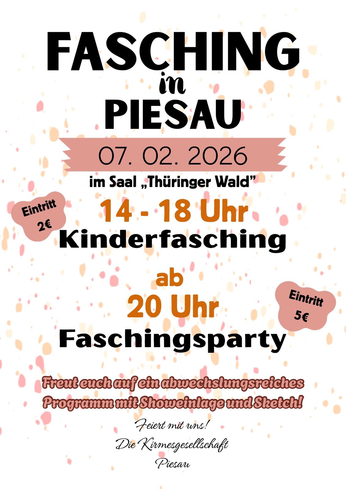 Fasching in Piesau Flyer